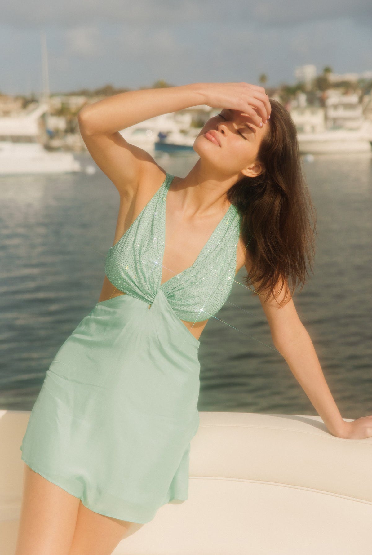 sundress SHANA SHORT DRESS POOL RHINESTONES