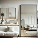 Takara - Full Length Leaner Black Metal Rectangle Mirror - 180cm x 90cm