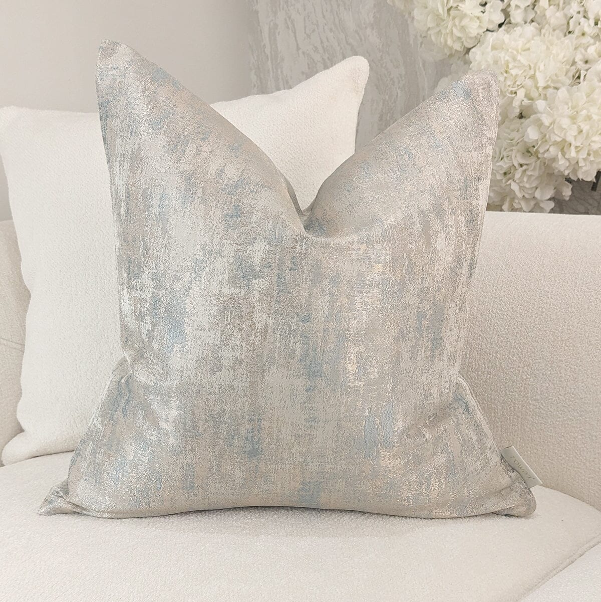 Tamzin Gold & Duck Egg Metallic Cushion - 50x50cm