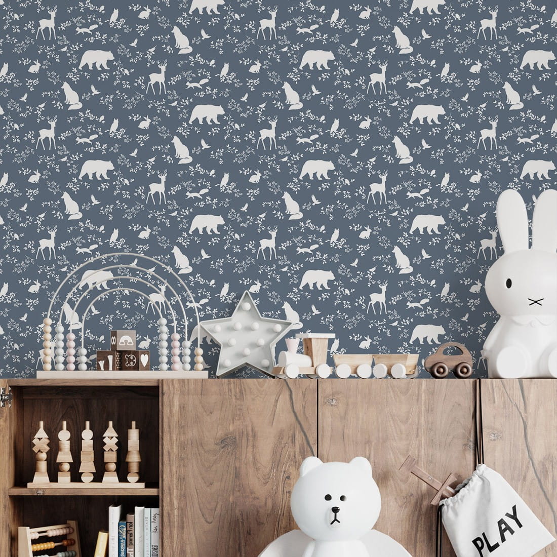 Wallpaper | Forest Animals Blue