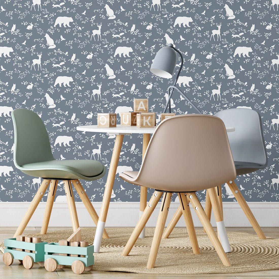 Wallpaper | Forest Animals Blue
