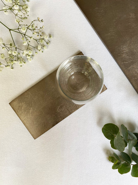 Silver Leaf Double Coaster - Taupe