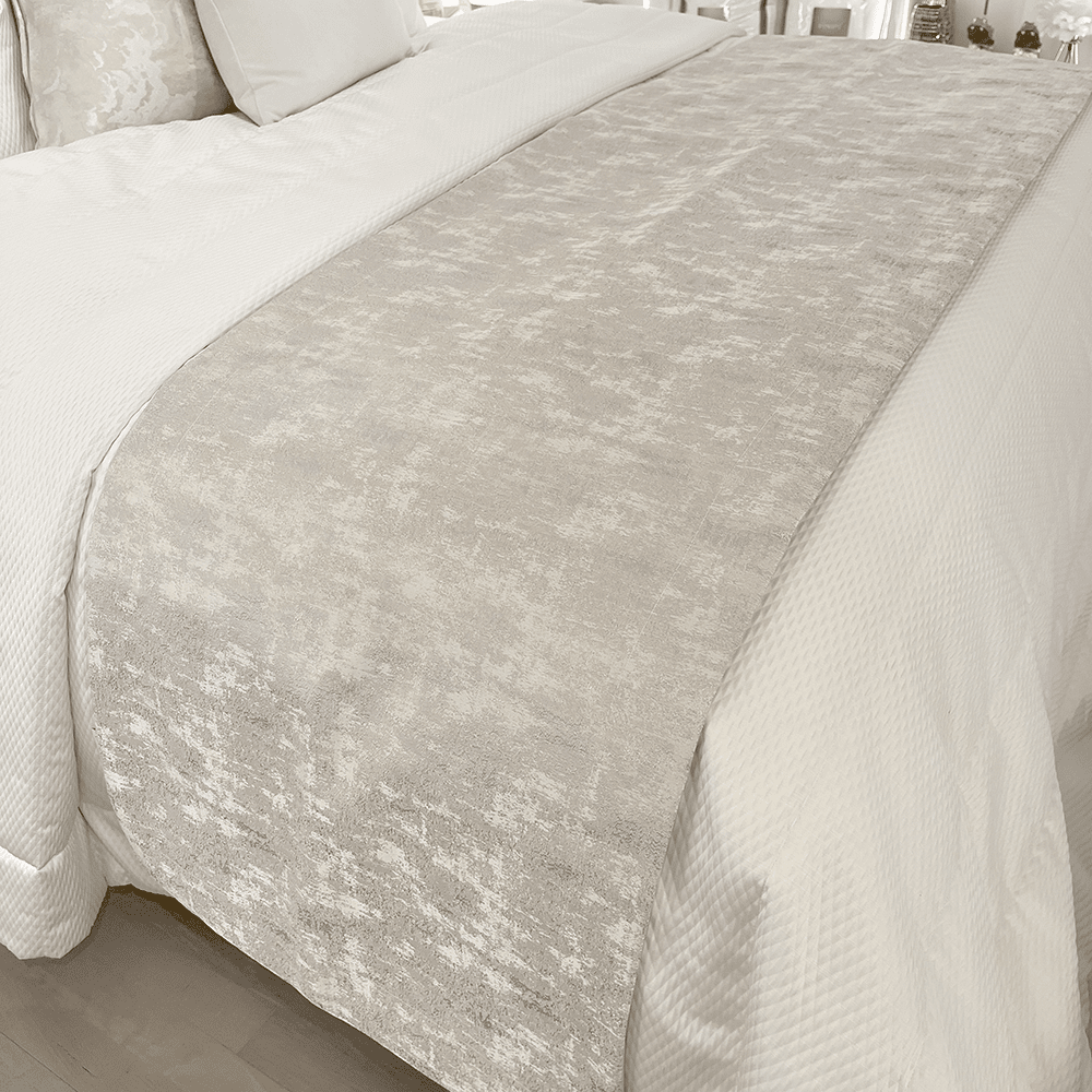 Tiana Cream & Gold Abstract Print Bed Runner