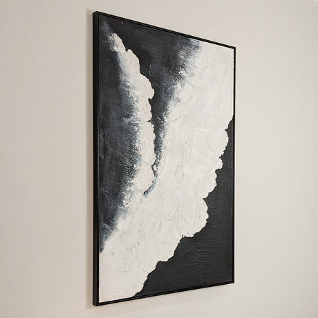 Tilford Monochrome Beach Waves Textured Canvas Wall Art