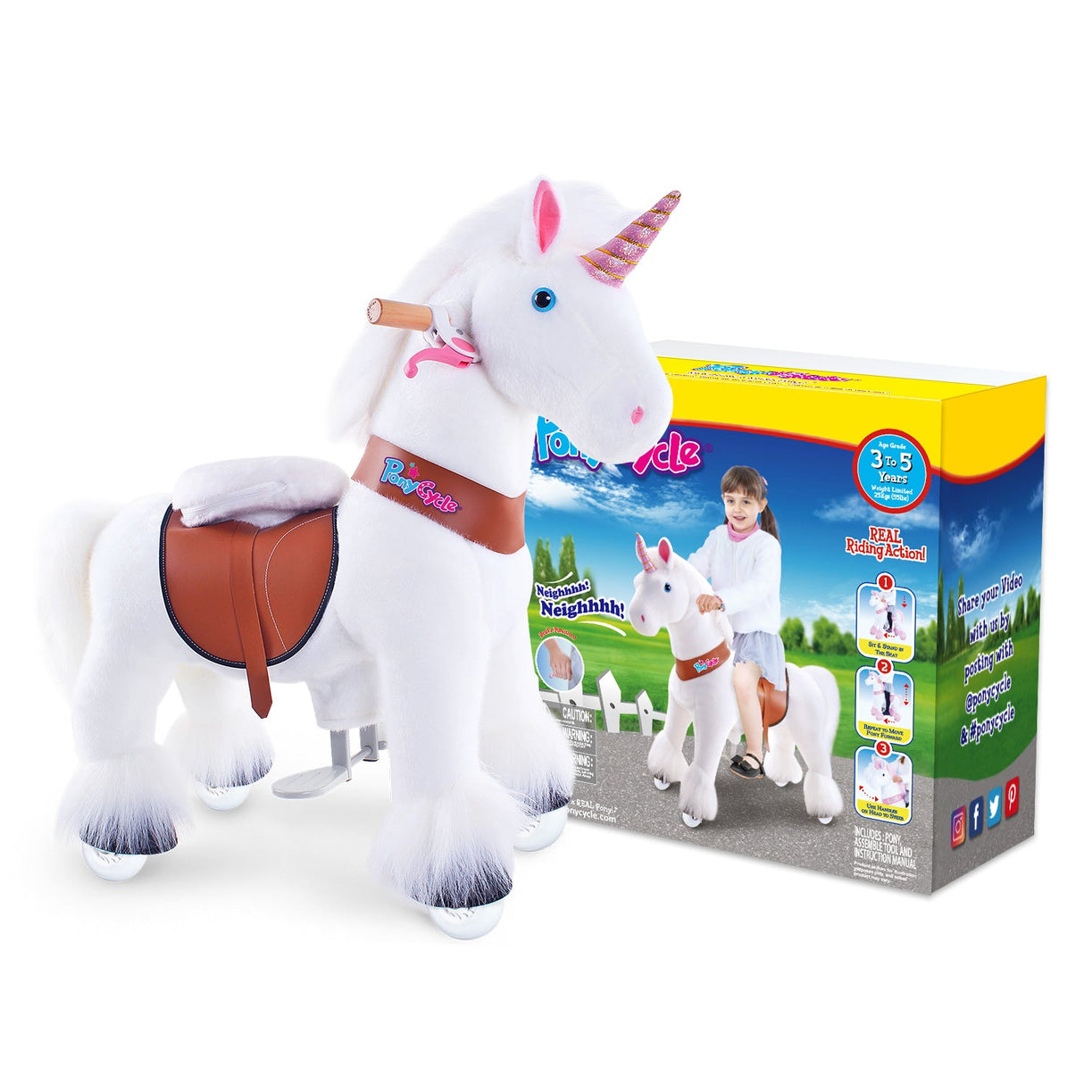 Unicorn Ride-on Toy Age 3-5 White