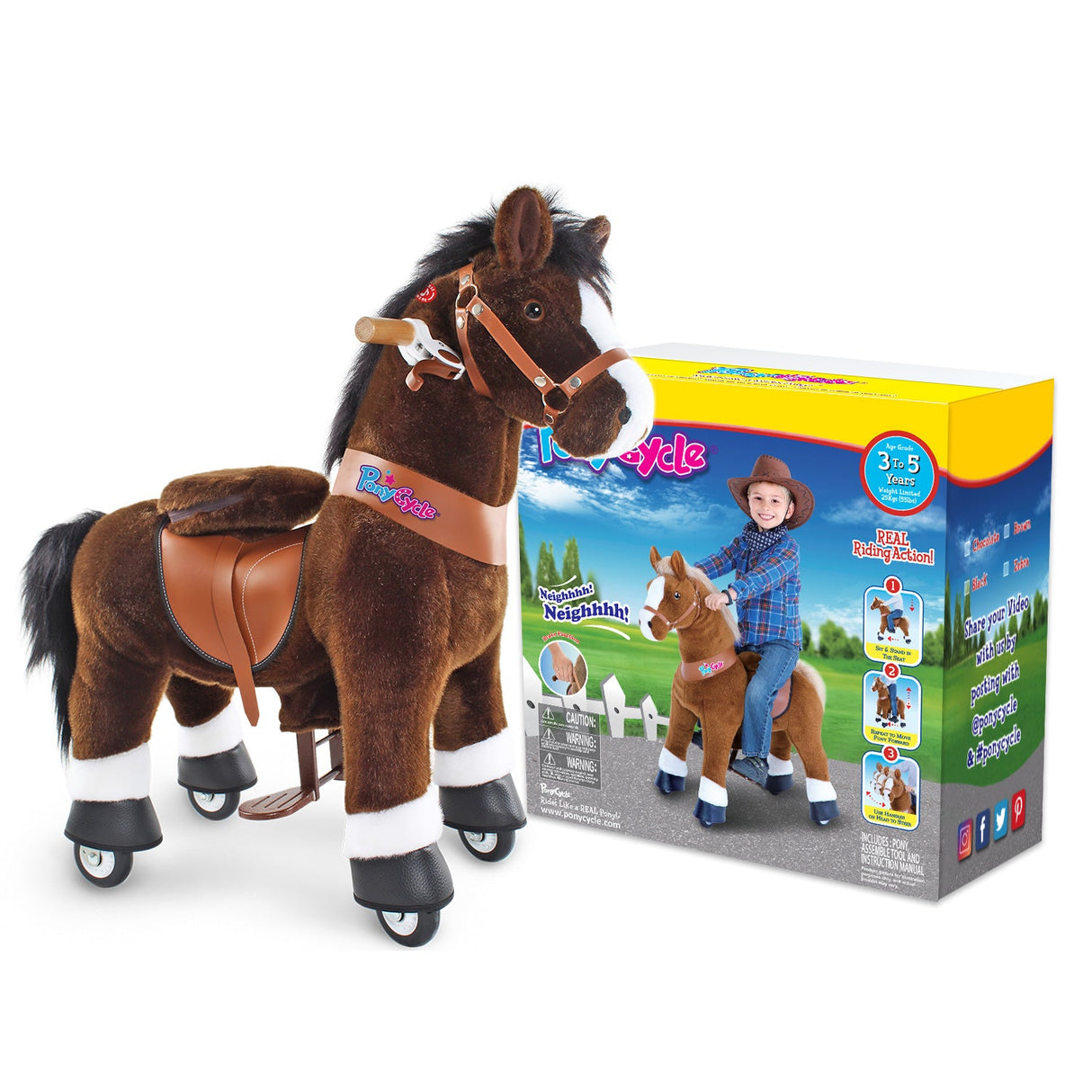 Ride-on Horse Toy Age 3-5 Chocolate（UK&EU in Stock）