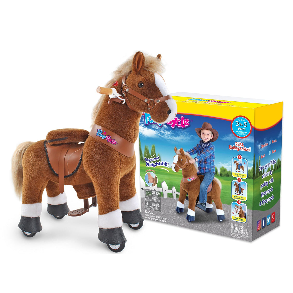 Ride-on Pony Toy Age 3-5 Brown（UK&EU in Stock）