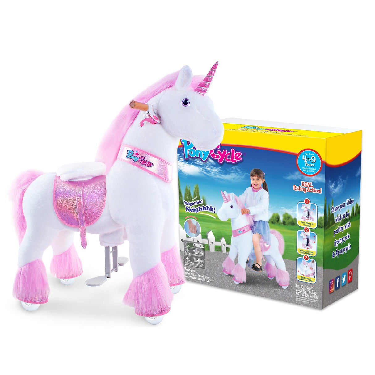 Ride-on Plush Unicorn Age 4-8 Pink（UK&EU in Stock）