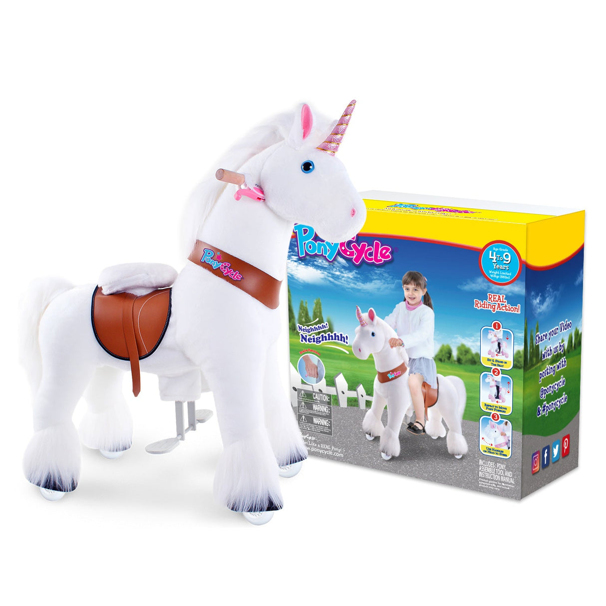 Unicorn Riding Toy Age 4-8 White（UK&EU in Stock）