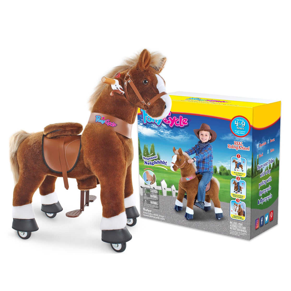Ride-on Pony Toy Age 4-8 Brown（UK&EU in Stock）