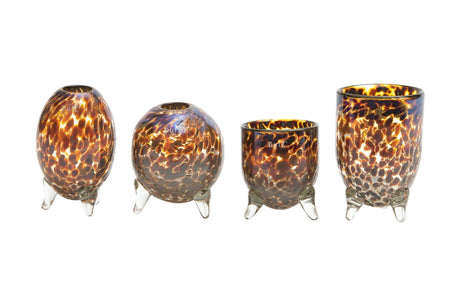 EVITA Vase with Feet - Set of 4pcs - Elegant Home Décor in Multiple Colors, Handcrafted Glass Vase, Unique Handmade Home Decoration