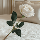 White Faux Peony Rose Single Stem Flower