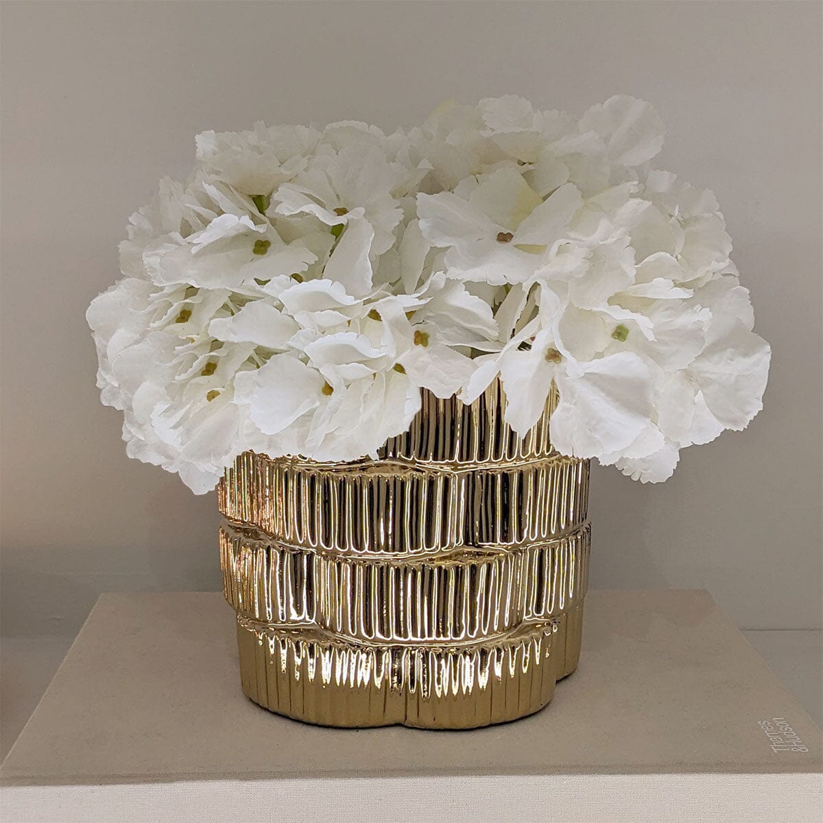 Willow Gold Ribbed Ceramic Planter