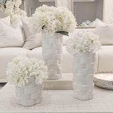 Willow Large White Ribbed Ceramic Vase