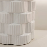 Willow Large White Ribbed Ceramic Vase