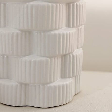 Willow White Ribbed Ceramic Vases - Set of 3