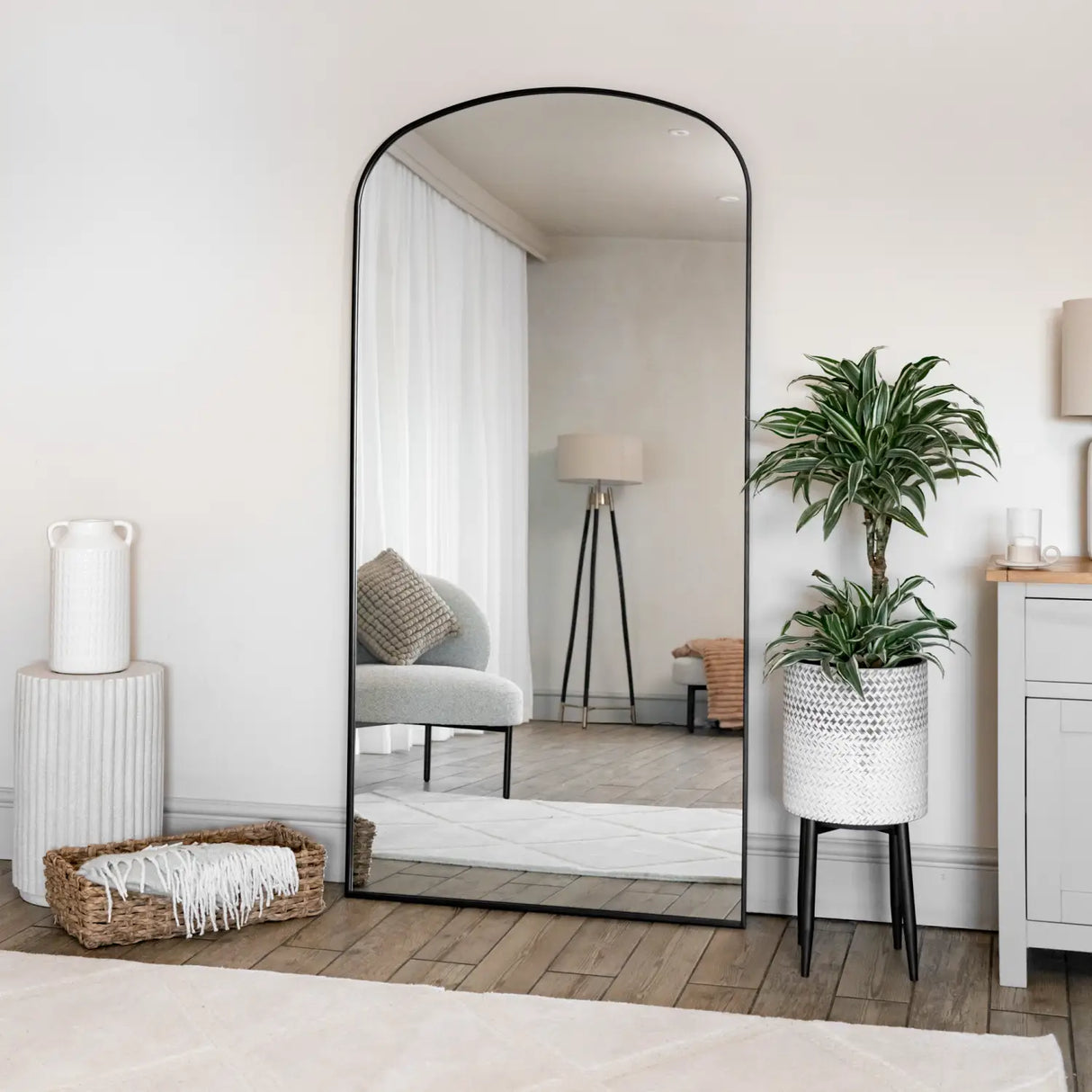 Yoko - Full Length Black Metal Gentle Arch Mirror - 180cm x 90cm