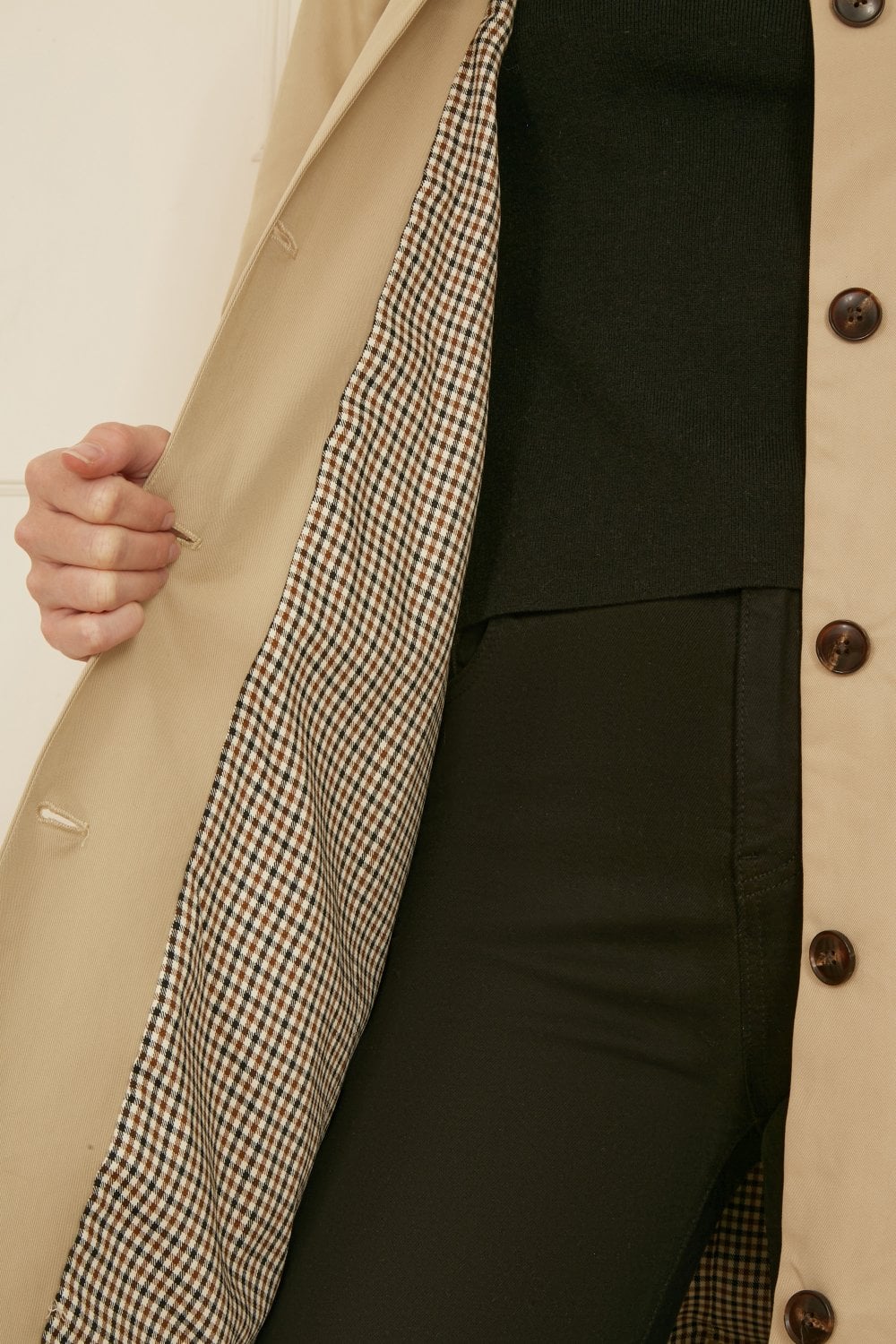 Yumi Beige Belted Long Trench Coat With Belt