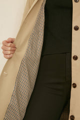 Yumi Beige Belted Long Trench Coat With Belt