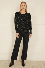 Yumi Black All Over Pearl Knitted Jumper