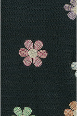 Yumi Black Crochet Flower Jumper
