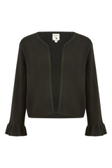 Yumi Black Cropped Cardigan With Bell Sleeves