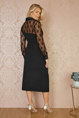 Yumi Black Diamante Buckle Faux Wrap Skirt With Split Hem