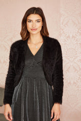 Yumi Black Eyelash Knit Bolero