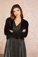 Yumi Black Eyelash Knit Bolero