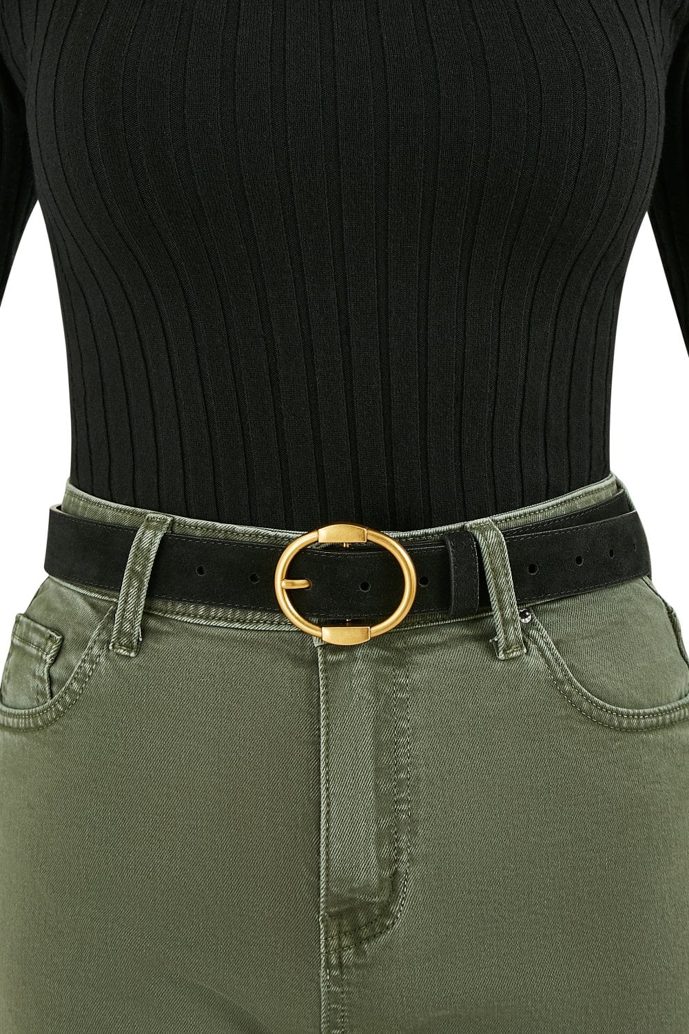 Yumi Black Gold Buckle Belt