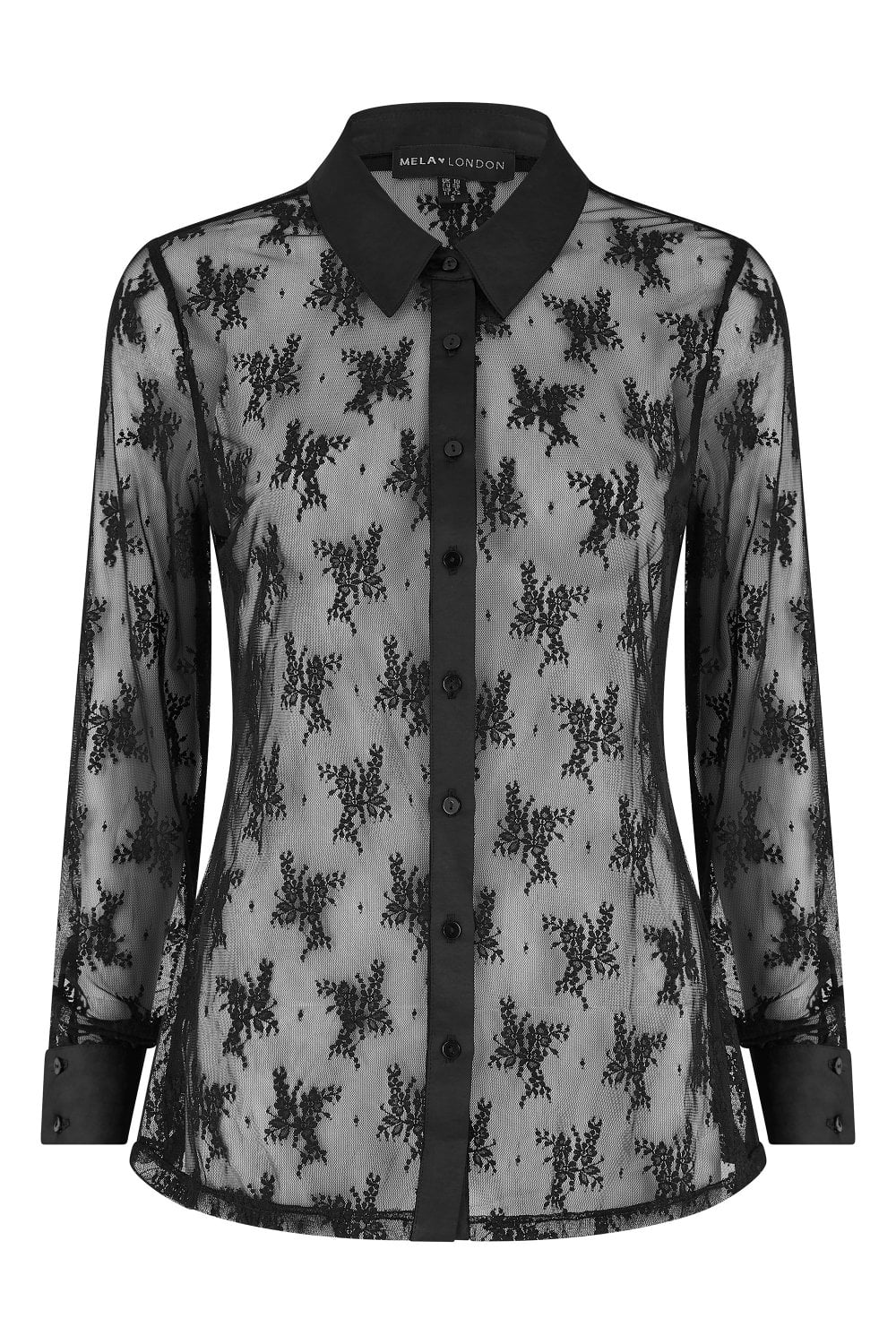 Yumi Black Lace Sheer Fitted Shirt