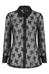 Yumi Black Lace Sheer Fitted Shirt