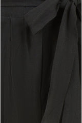 Yumi Black Linen Blend Tie Waist Trousers