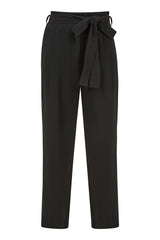 Yumi Black Linen Blend Tie Waist Trousers