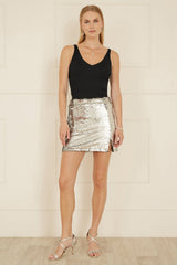Yumi Black Metallic Rib Knitted Vest Top
