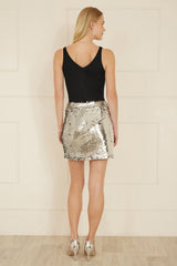 Yumi Black Metallic Rib Knitted Vest Top