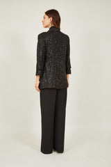 Yumi Black Sequin Blazer With Pockets