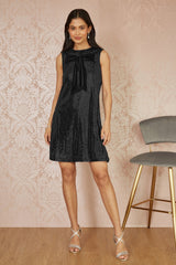 Yumi Black Sequin Bow Tunic Shift Dress