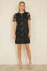 Yumi Black Sequin Embroidered Tunic Dress