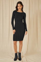 Yumi Black Shimmer Fitted Midi Dress With Button