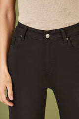 Yumi Black Stretch Canvas Wide Leg High Waist Jeans