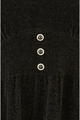 Yumi Black V Neck Empire Line Knitted Skater Dress