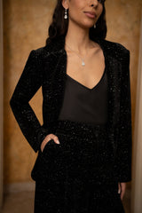 Yumi Black Velvet Sparkle Oversize Blazer