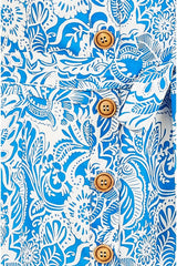 Yumi Blue Paisley leaf Print Midi Sundress