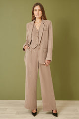 Yumi Brown Pinstripe Sustainable Cotton And Ramie Waist Coat Vest