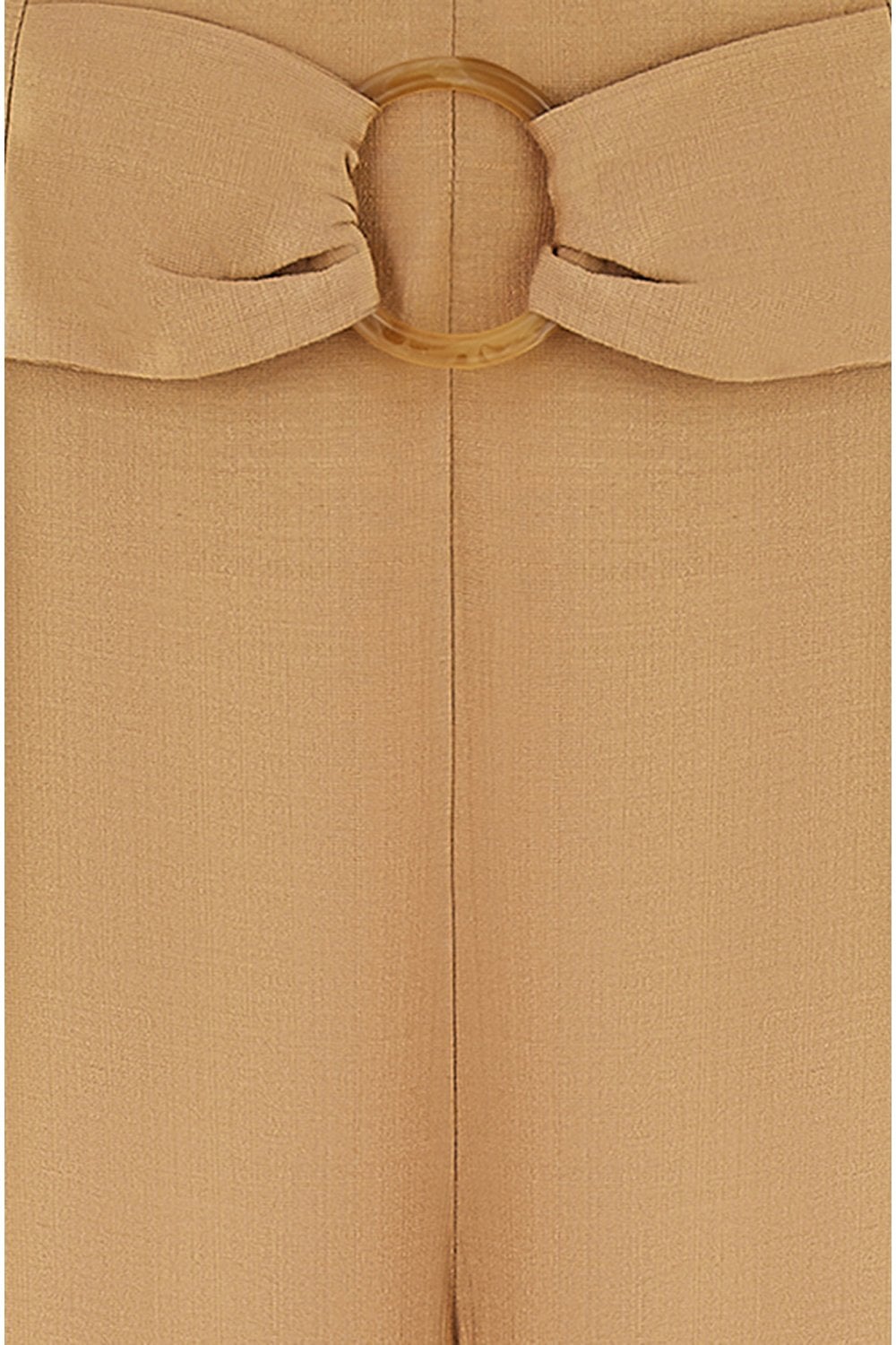 Yumi Brown Wide Leg trousers With Front Buckle Detail