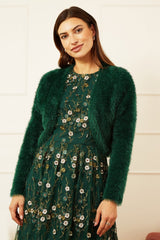 Yumi Green Eyelash Knit Bolero