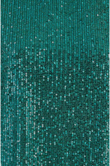 Yumi Green Sequin Top With Sheer Sleeves
