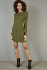 Yumi Green Shimmer Fitted Midi Dress With Button