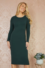 Yumi Green Sparkle Knit Midi Jumper Dress